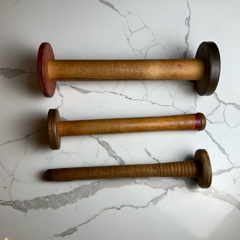 Vintage Wooden Spools Set of 3 - Picture 3 of 8
